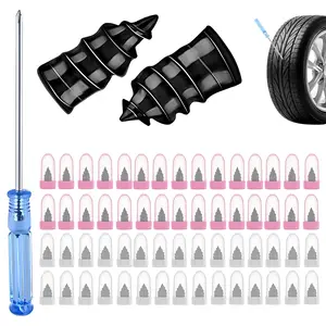 40/60 PCS Tire Repair Rubber Nails Kit with 2 Sizes for Car/Motorcycle/Truck/Tractor, Fast Self-service Screw Rubber Nail Vacuum Tire Puncture Repair Tool
