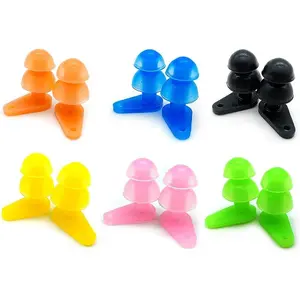 6 Sets   Swimming Earplugs with Case Package, Protect 's Ears in Water Shower Multicolored