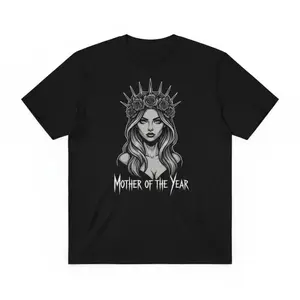 Mother's Day T-shirt Mother of the Year Edgy Gothic Queen Graphic Tee Grunge Style Alternative Black Cotton T-Shirt.png