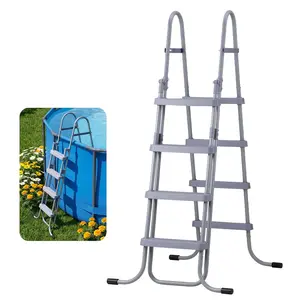 Above Ground Pool Ladder, 4-Step Steel A-Frame Stairs For 52-Inch High-Wall Pools, 300-Pound Capacity, Secure Non-Slip Wide Steps, Easy Setup, Durable Outdoor Access, Gray, With Anti-Slip Tread For Safe Entry And Exit