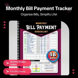 Monthly Bill Payment Tracker Notebook, Paper Budget and Expense Planner for Home Money Management, 4-Year Financial Organizer with Cash Flow Tracking for Personal & Household Use