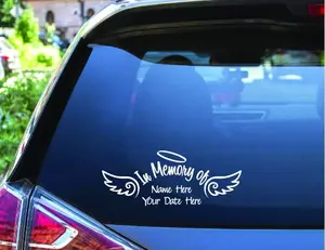 In Memory of Decal, Custom Car Vinyl Sticker, Angel Wings Memorial, In Loving Memory Sticker