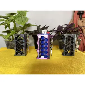 3d printed hexagon lighter case + key ring