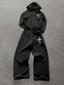 This men's two-piece set includes a hooded long-sleeved sweatshirt and a pair of drawstring casual trousers with a delicate graphic design, suitable for all seasons. It also makes a wonderful gift for a friend.