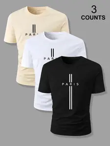 Men's Cross Print Round Neck Tee, Regular Fit Casual Short Sleeve Crew Neck T-shirt for Summer, Fashion Men's Top for Daily Wear, Athletic T Shirt