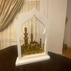 Ramadan Decor - Islamic Ornament with Architectural Design, Featuring Crescent Moon and Dome, Ideal for Religious Celebrations