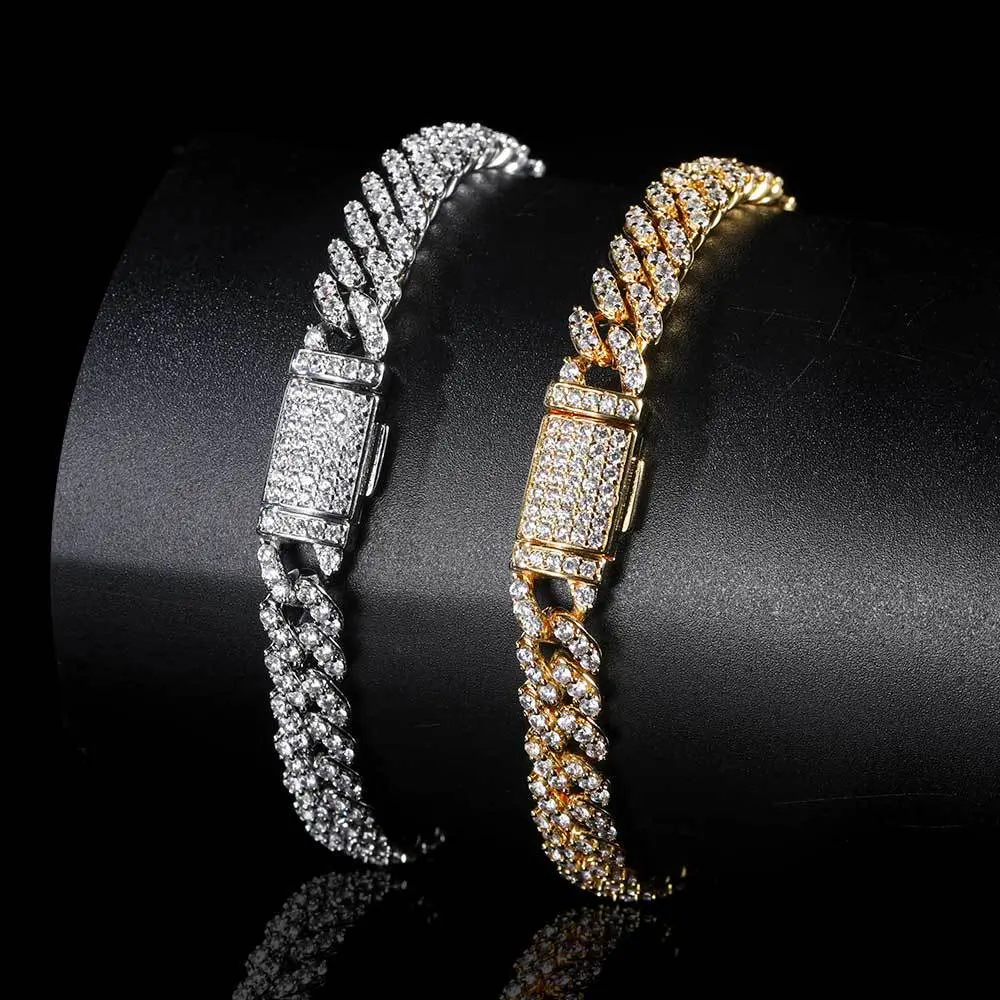 UURiel 8MM Iced Out Cuban Link Bracelet Anklet for Men Women | 5A CZ Hip Hop Bling Chain Bracelet | Hypoallergenic Stainless Steel | Father’s Day Gift | Christmas Jewelry | Black Friday Deals