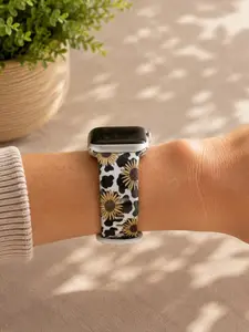 Cow Print Sunflower  Watch Band – Western Silicone Watch Strap – Cowgirl Floral  Watch Band for Women