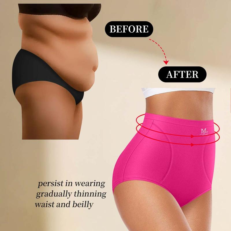 Morelect 5/7/10 Pcs High Waist Letter Print Briefs,XS-6XL Tummy Control Panties for Women,Solid Color Breathable Comfy Knicker for Daily Wear,Women's Underwear for All Seasons.