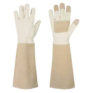 Rose Pruning Gloves for Men & Women Long Thorn Proof Gardening Gloves Breathable Pigskin Leather Gauntlet Best Garden Gifts & Tools for Gardener L