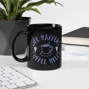 Coffee Helps Black Glossy Mug