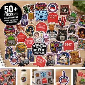 50+ Anti-Trump Waterproof Vinyl Sticker Pack – Assorted Political Humor & Protest Stickers