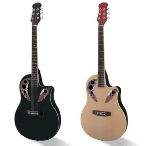 41-Inch Full-Size 6-String Right-Handed Stylish Acoustic Guitar Starter Kit for Adults, Spruce Top Cutaway Round Back with Grape Hole, Complete Wood Guitar Set Includes Bag & Wrench, Black, Stylish Guitar