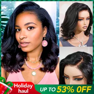 LWIGS C-Shape Body Wave Bob Haircut 5x5 Skin-Melted HD Lace Wigs Lightweight 100% Human Hair Side Part Closure Lace Wigs