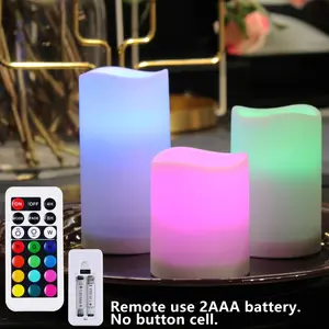 3-Pack LED Simulated Candle Lights, Flameless Candles, Remote Control, Uses 3 Aaa Batteries, No Batteries Included