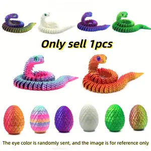 3D Printed Snake with Flexible Joints, Colorful Home Office Decor, Halloween Christmas Gift, Random Eye Colors, Model 101