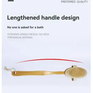 Pig Bristle Bath Brush, Long Handle Body Dry Brush, Back Scrubber Tool, Essential Shower Accessory, Perfect for Deep Cleansing