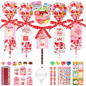 24-Pack Giant Lollipop Birthday Goodie Bags Stationery Set with Cards Pencils Stickers Erasers Stampers Sharpener for Boys Girls Party Favors Easter Gifts