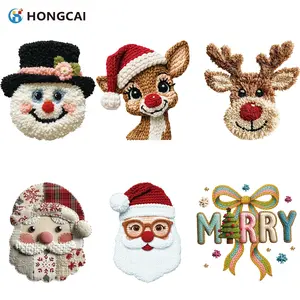 6-Piece Snowman Pattern Heat Transfer Vinyl Set, Background Fuzzy/hooked Face Decorations for DIY Crafts & Clothing Projects, Diy Material
