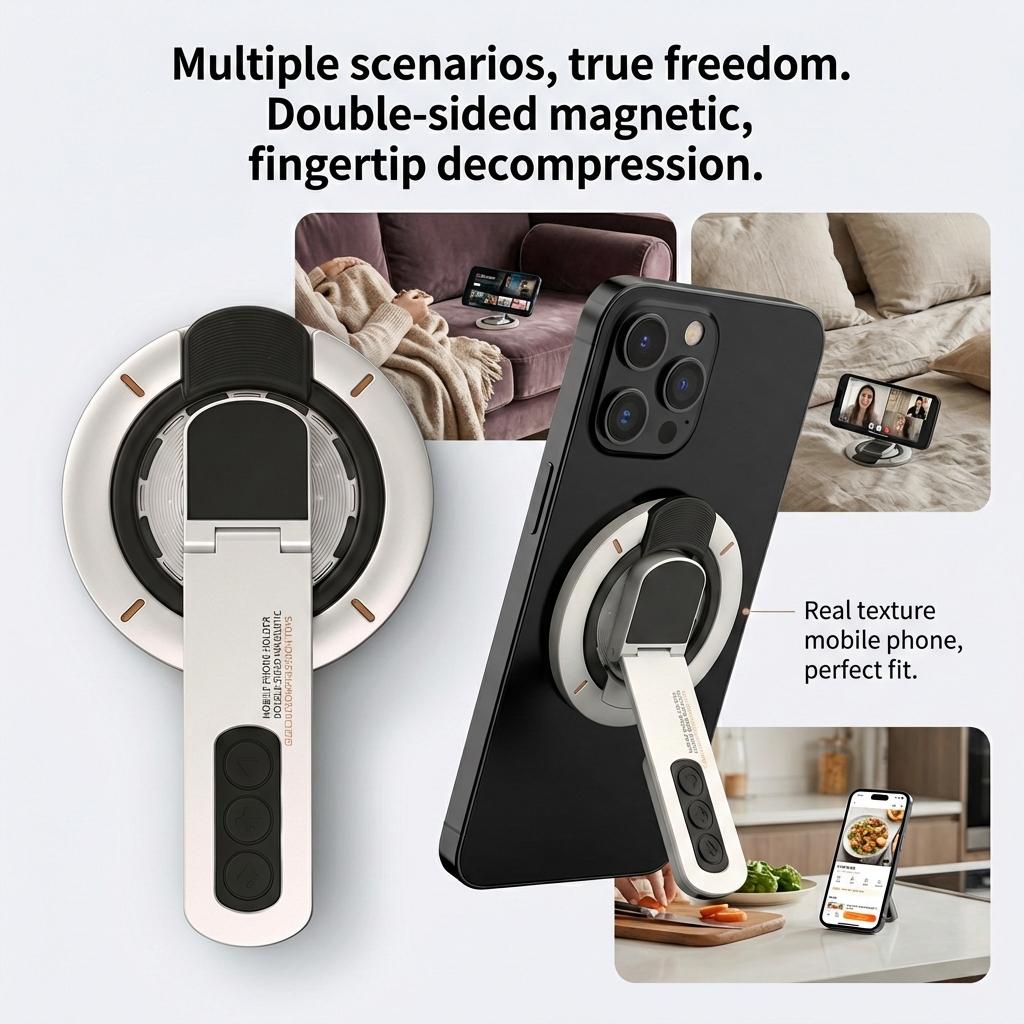 360°Rotation Magnetic Finger Ring Holder Double-Sided Magnetic Phone Grips Stand For  Phone