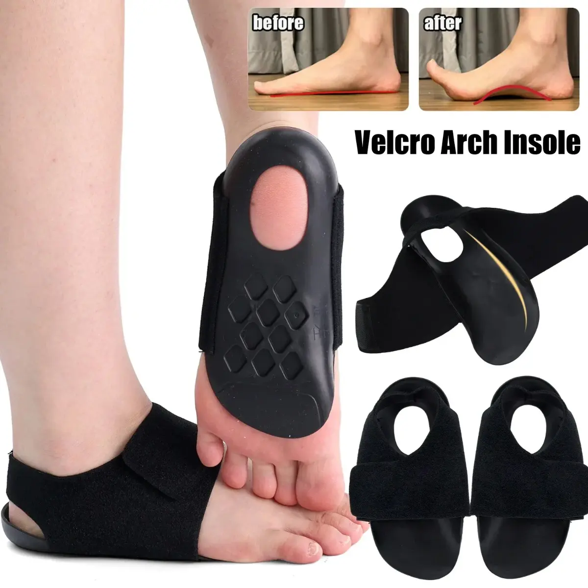 Foot Arch Support Sleeves Cushioned Gel Pads Elastic Fabric Socks for Flat Foot Plantar Fasciitis Pain Relief Comfort for Running Work Long Standing Hours Men Women