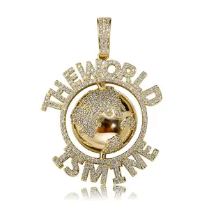 Europe and the United States sell my world Earth hip hop pendant necklace smooth zircon men and women trend accessories