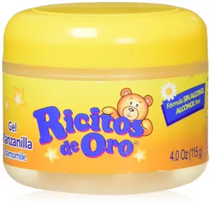 Ricitos de Oro Manzanilla Ricitos de Hair Gel - Alcohol-Free Chamomile Extract Gel for Daily Use - Lightweight Frizz Control & Shiny Smooth Formula - 4.0 Oz