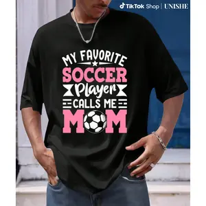 My Favorite Soccer Player Calls Me Mom T-Shirt – Stylish Black & Pink Tee, Perfect for Sports Fans