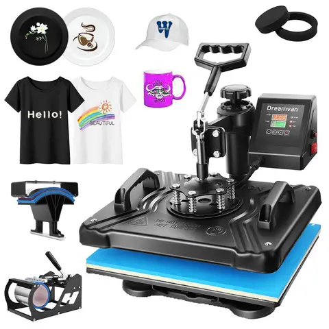 AKEYDIY 12x15in 360-Degree Swing Away Digital Combo Heat Press Machine - Custom, Commercial Use Cap/Tumbler Press with F/C Temp Read, Timer Countdown, Aluminum Plate, Fast Heating, LED Controller, Sublimation for T-Shirts, DIY Beginners