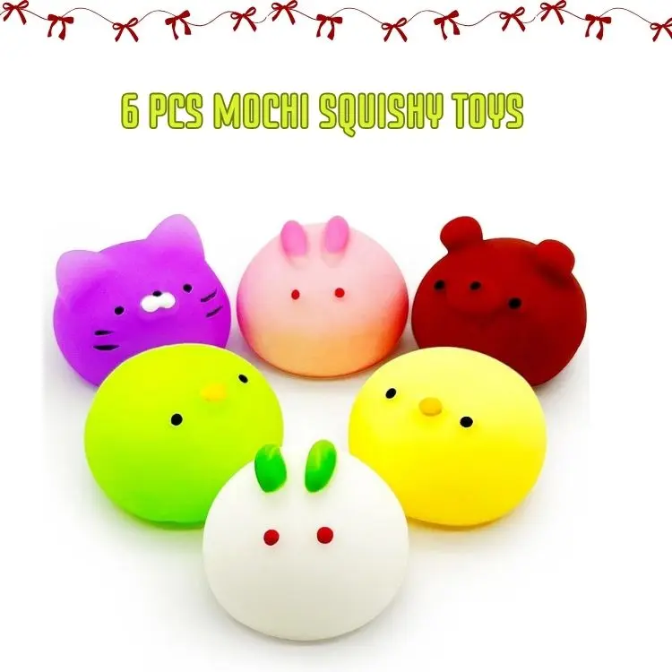 Mini Mochi Squishy Toys 6 Pack – Cute Kawaii Animal Stress Balls, Sensory Fidget Toys for Kids, Party Favor Pack, Classroom Rewards, Easter Basket & Goodie Bag Stuffers, Trending Kids Toys
