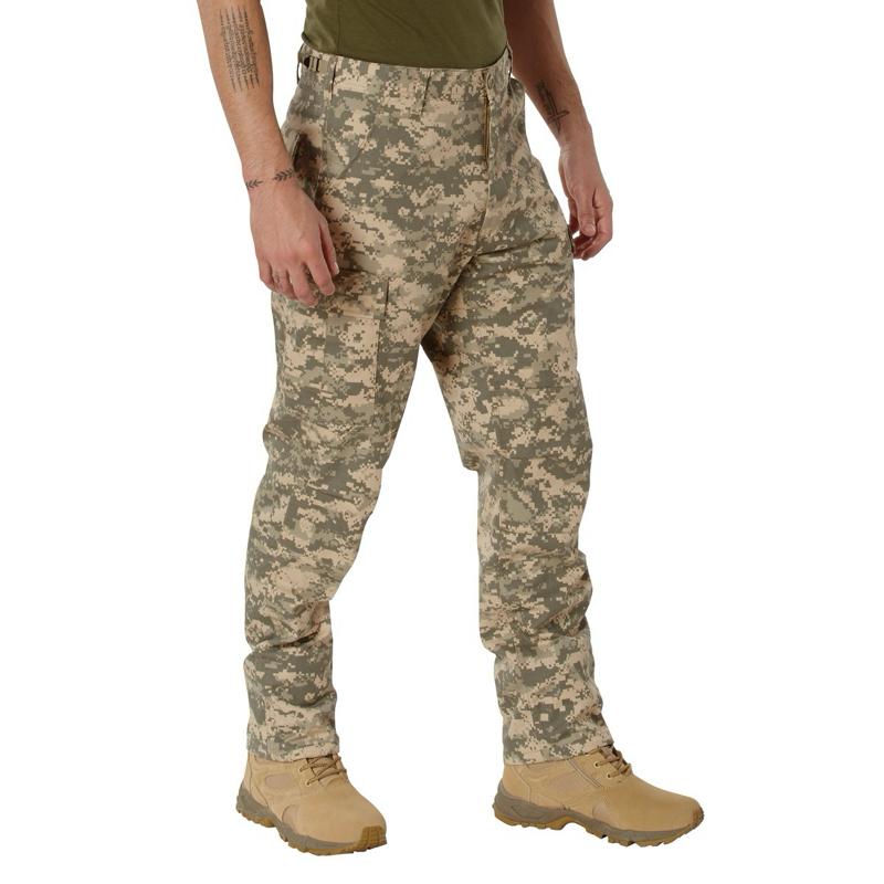 ROTHCO Digital Camo Tactical BDU Pants - Men's & Women's, Adjustable Waist, Zipper Fly, Reinforced Seat & Knees, Drawstring Bottoms, 6 Utility Pockets, Machine Washable - Camouflage