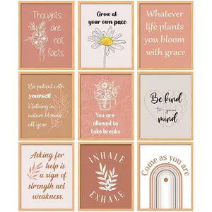 9 count Mental  Posters Boho  Office Decor Motivational Counselor Psychology Posters, 8 x 10 in()