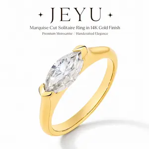1CT Marquise Moissanite Ring 925 Silver 14K Gold Plated Elegant Unisex Daily Wear Birthday Gift Fine Jewelry Summer Vibes Summerwins