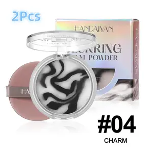 HANDAIYAN 2Pcs Waterproof Oil Control Concealer 5 Color Paste Foundation Powder Long Term Oil Control With Tool Free Powder For Women's Daily Work And Travel Makeup Flawless Cosmetic #04 FANCY