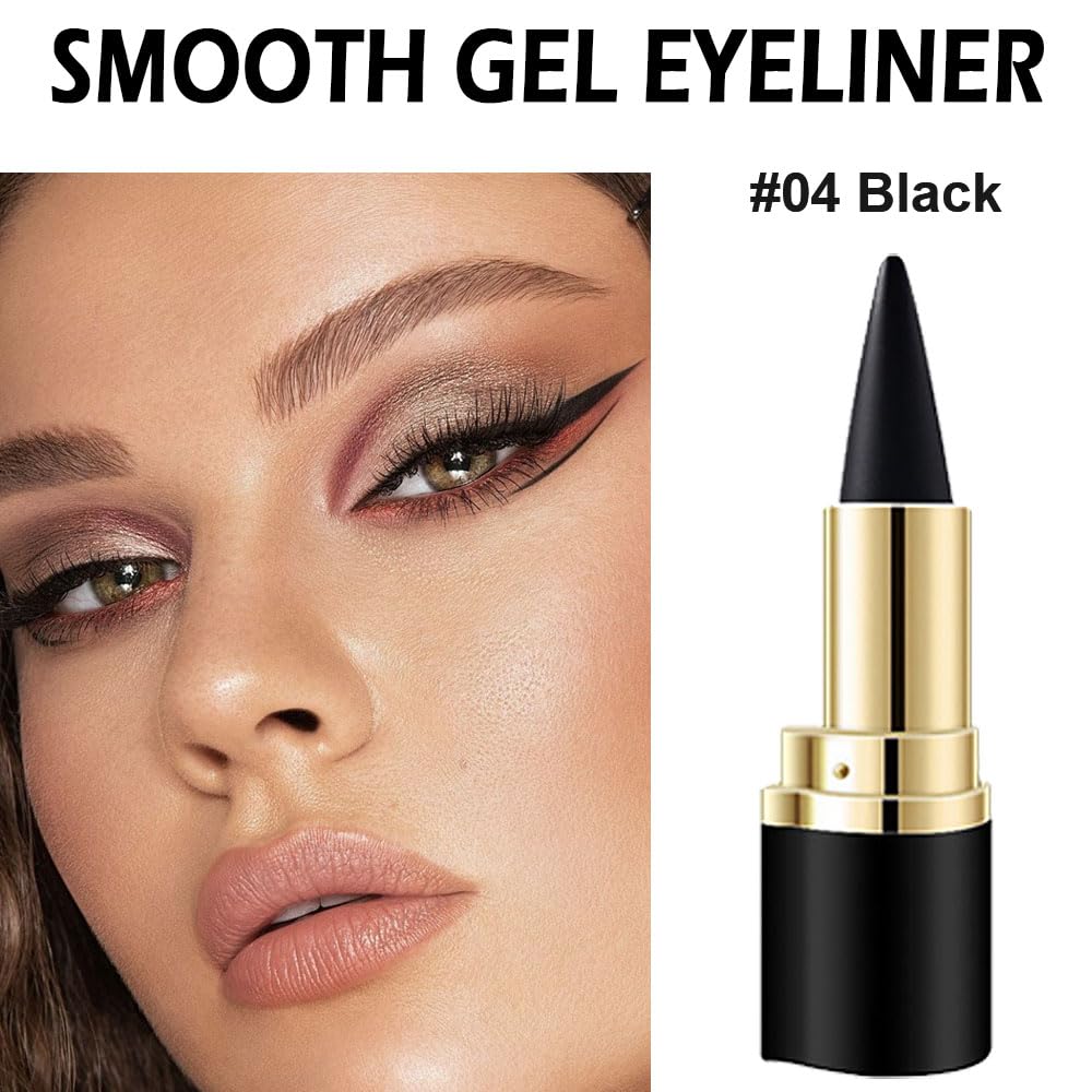 Long Wear Gel Eyeliner, Tattoo Pencil Liner Waterproof Smudge Proof Gel Eyeliner for Mature Women, Professional Make-Up Silver Gray Brown Black Gel Eye Liner Pencils for Older Women (#04)
