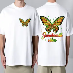 100 Percent Cotton Juneteenth Vibes T-Shirt With Butterfly Design For Summer Celebrations And Cultural Events Perfect Gift For Family Friends And Loved Ones # Juneteenth Celebrating Freedom