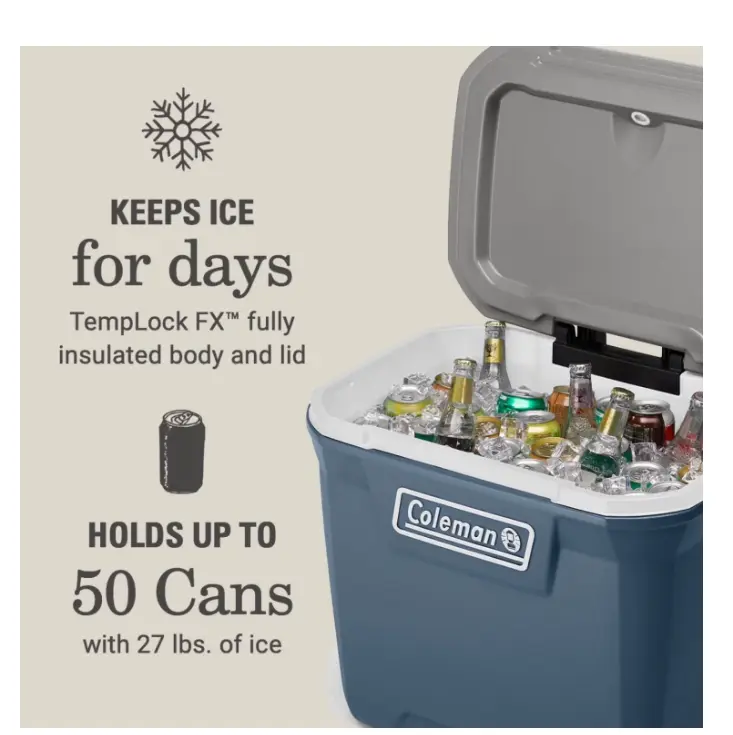 Coleman 316 Series 60QT Hard Chest Wheeled Cooler, Lakeside Blue Coleman 316 Series 60QT Hard Chest Wheeled Cooler, Lakeside Blue