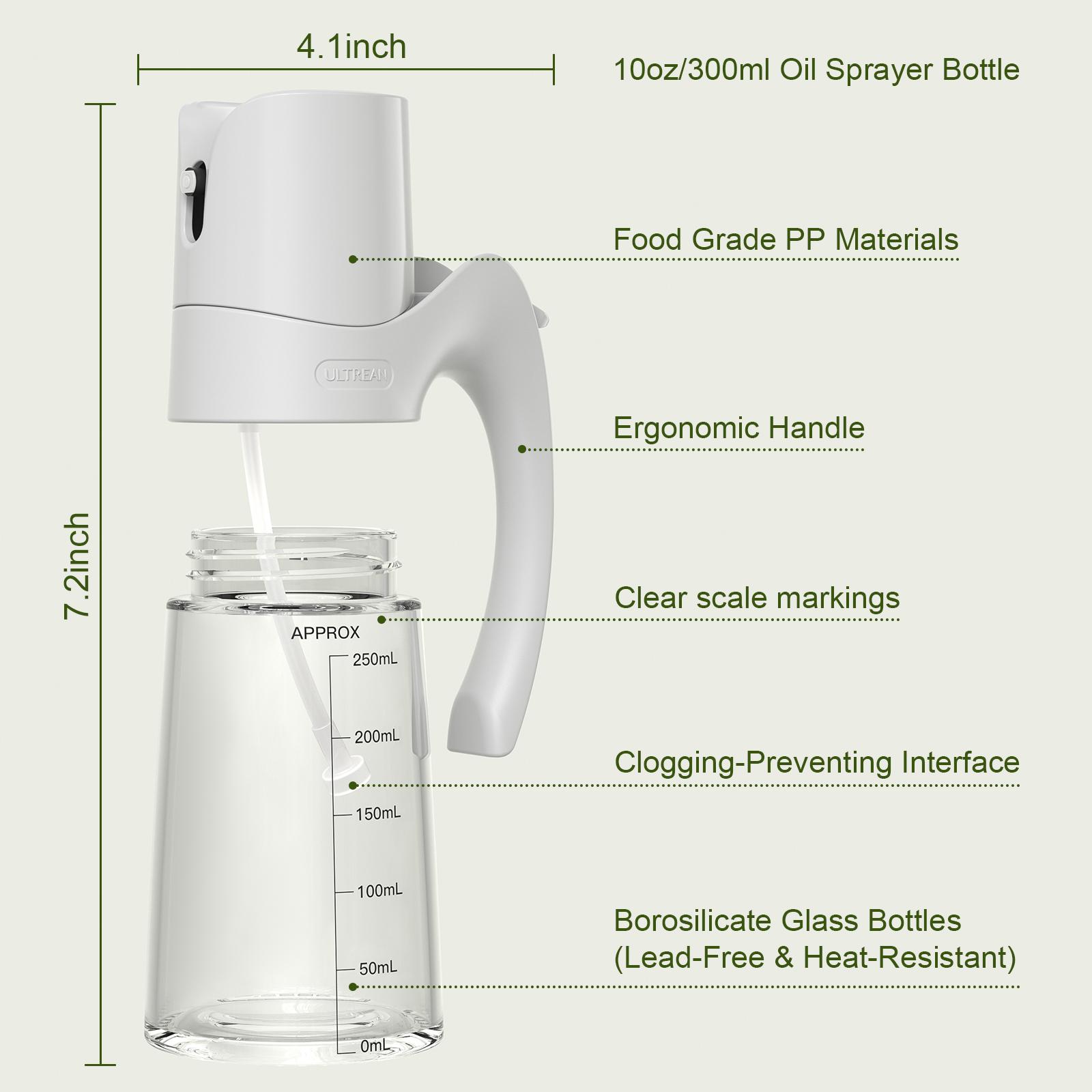 Ultrean Oil Sprayer for Cooking 10oz/300ml Olive Oil Dispenser Bottle, Fine Mist Oil Mister for Air Fryer, BBQ, Baking, Salad, Grilling & Roasting, Leak-Proof Kitchen Gadget