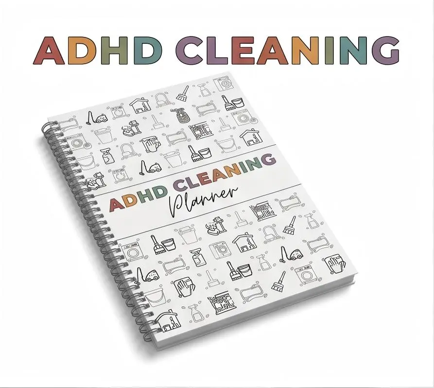 Family chores management notebook, ADHD cleaning plan, daily, weekly and monthly cleaning list notebooks without dates