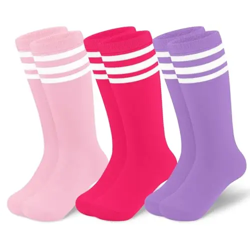 3 Pack Pink/White, Hot Pink/White, Purpl