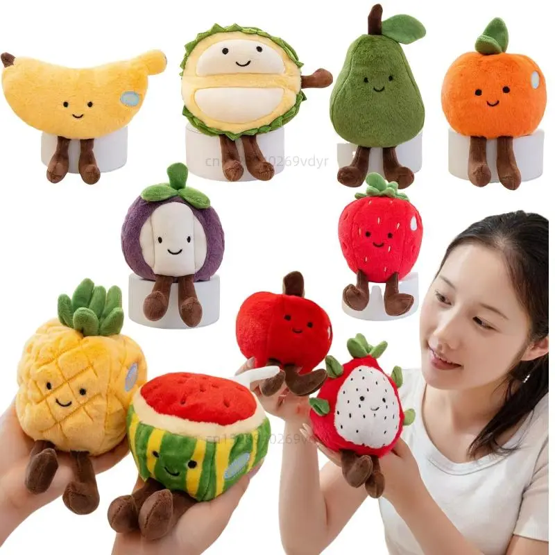 Fruits Plush Toy Dragon Fruit Pear Apple Strawberry Orange Avocado Kiwi Pineapple Durian Soft Stuffed Plush Toys Birthday
