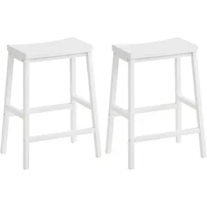 Bar Stools, Set of 2 Bar Chairs, 23.6 Inch Saddle Stools, Kitchen Counter Seat with Footrests, Industrial Barstools for Dining Room, Kitchen, Counter, Bar, White WW02MD01