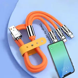 3 in 1 USB Cable, 120W 6A Super Fast Charging Cable, Type C Micro USB Charging Cord for iPhone Huawei Xiaomi Samsung Phone Tablet Laptop Charger