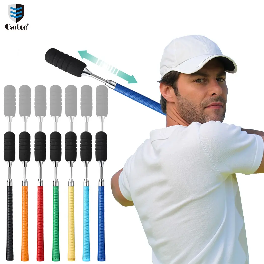 Caiton 1pcs Golf Telescopic Swing Trainer - Portable backpack design, available in multiple colors (green, yellow, black, blue, red, orange, sky blue), perfect for improving swing performance, an ideal gift for colleagues, family, and golfers.