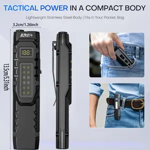 New EDC tactical flashlight, a perfect gift for men, fathers, and husbands, a small holiday present for men, a 1600-lumen rechargeable LED flat flashlight with clip and digital display, suitable for home, camping, and emergency situations.