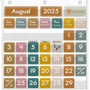Classroom Calendar Pocket Chart for Kids Learning, Boho Classroom Calendar Decor with Special Educational Cards Teacher and Schoolroom Must Have Supplies
