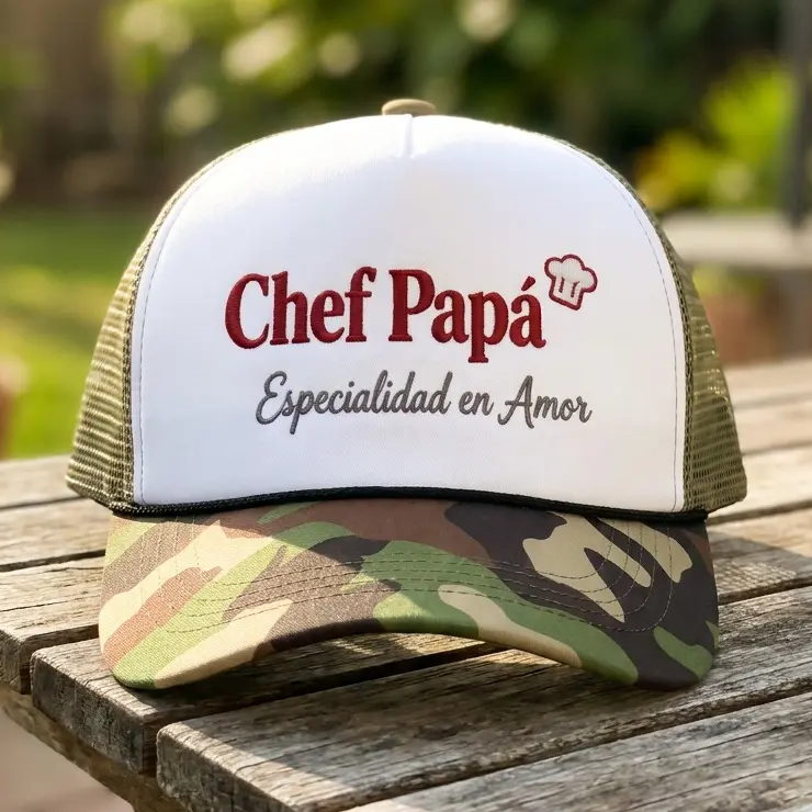 Chef Papá Especialidad en Amor Dad Hat,Trucker Hat,and Baseball Cap - Adjustable Curved Brim Unisex,Spanish Dad Slogan Men's Hats Beach Essentials,Día del Padre Father's Day Gift,Gorras Premium Dad Style Cap