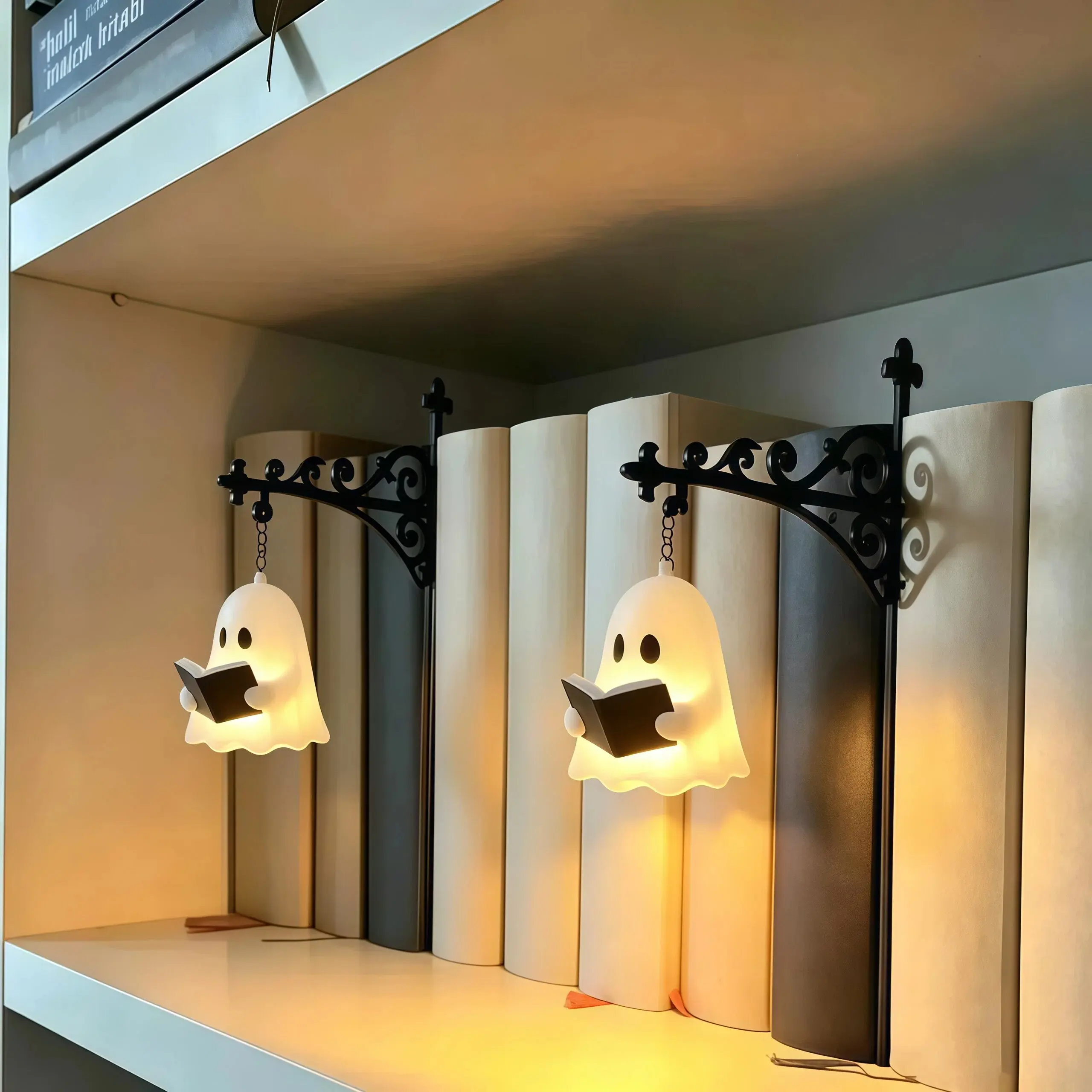 Bookshelf Decor Light - Warm LED Hanging Bookshelf Lantern for Reading Nooks, Library Shelves & Desk Decor, Halloween Gift for Book Lovers