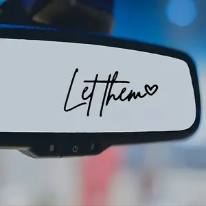 1PC "Let Them" Heart Script Car Decorative Sticker for Car Rearview Mirror, Motorcycle Decoration, Notebook, etc., Make Your Items Show Personal Attitude Trendy Temperament, A Must for Vehicle Decoration & Personal, Attitude Style Enthusiasts