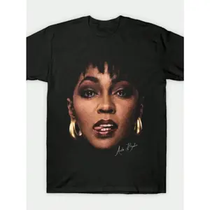 Vintage R&B Singer Portrait Graphic T-Shirt, Soul Music Fan Tee, Casual Cotton Crew Neck Top, Summer Tops For Women, Regular Fit